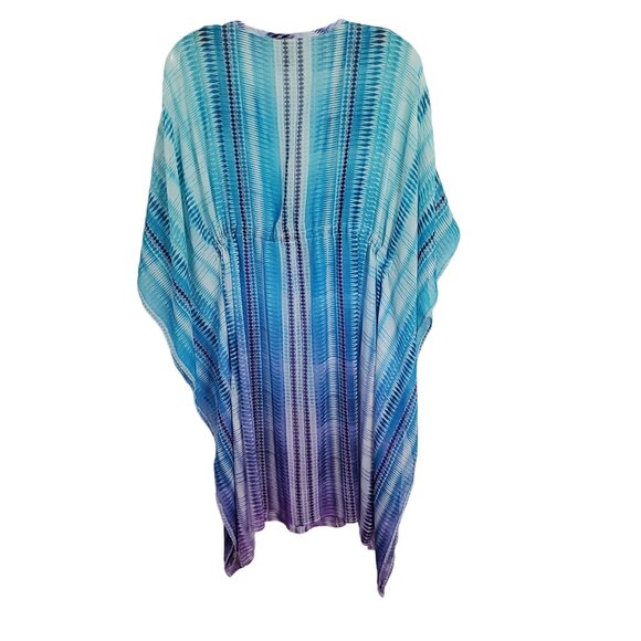 Bleu Rod Beattie Size S M Tunic Sheer Beach Swimwear Cover Up Ombre Blue Purple - Picture 3 of 10